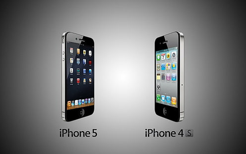 iPhone 4S เทียบกับ iPhone 5, iPhone สีดำ 5 และ iPhone 4s, คอมพิวเตอร์, 1920x1200, iPhone, แอปเปิ้ล, iPhone 5, iPhone 4s, วอลล์เปเปอร์ HD HD wallpaper