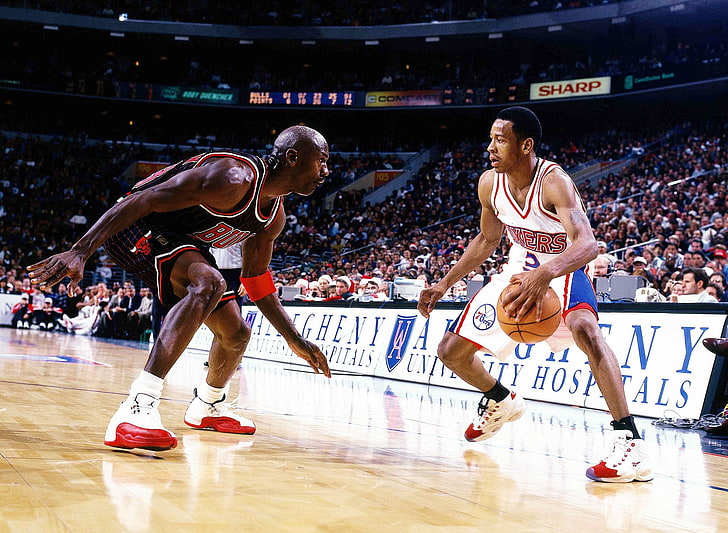 Michael Jordan, NBA, bola basket, Allen Iverson, Wallpaper HD