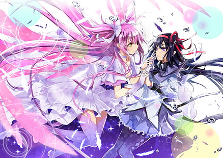 Akemi Homura ، Mahou Shoujo Madoka Magica ، Kaname Madoka ، أنيمي ، فتيات أنيمي، خلفية HD HD wallpaper
