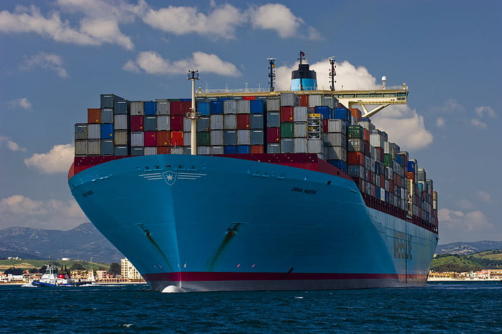 kapal kontainer, kapal, Wallpaper HD
