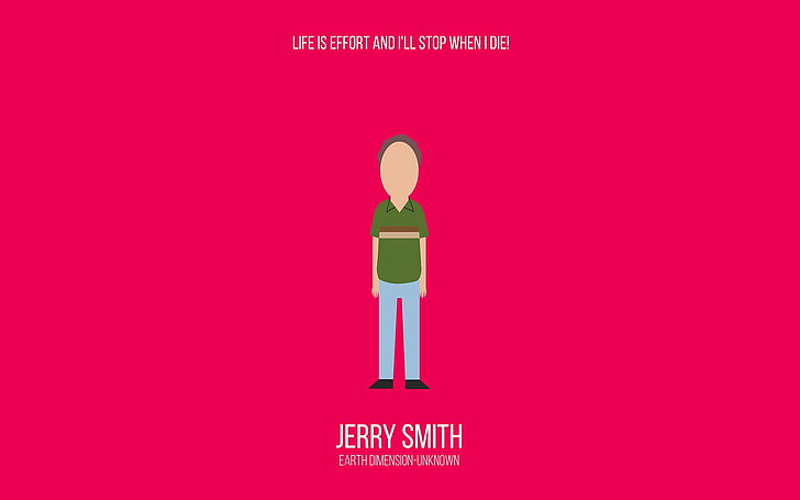 Илюстрация на Джери Смит, Рик и Морти, минимализъм, карикатура, Джери Смит, HD тапет
