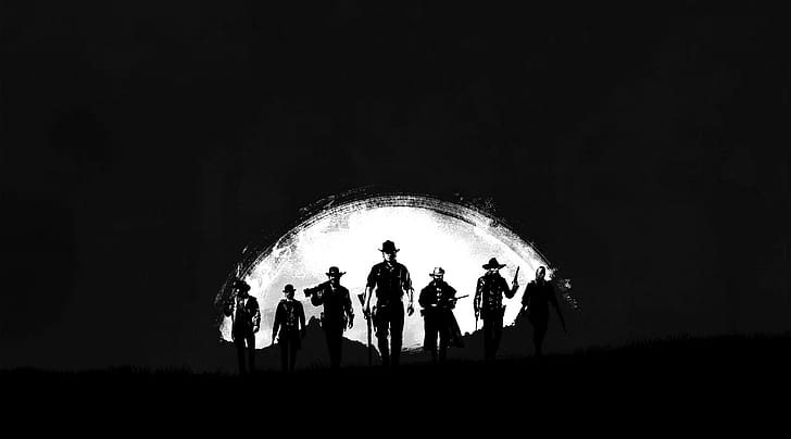 Red Dead Redemption 2 Dark 4K, gry, Red Dead Redemption, western, czarno-biały, gra wideo, 2018, reddeadredemption, Tapety HD