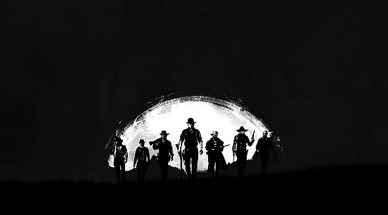 Red Dead Redemption 2 Dark 4K, Spel, Red Dead Redemption, Western, blackandwhite, videospel, 2018, reddeadredemption, HD tapet HD wallpaper