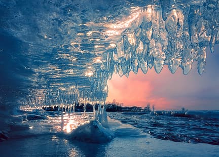 gelo, água, inverno, frio, fotografia, céu, HD papel de parede HD wallpaper