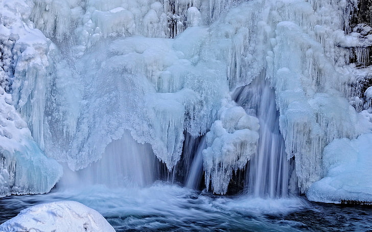 cachoeiras congeladas, cachoeira, córrego, rio, gelo, HD papel de parede