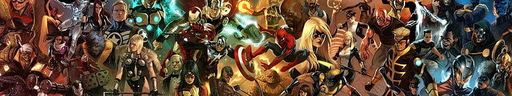 Czarna Wdowa, Kapitan Ameryka, komiksy, Dr Doom, Iron man, Spider-Man, The Vision, thor, rosomak, Tapety HD