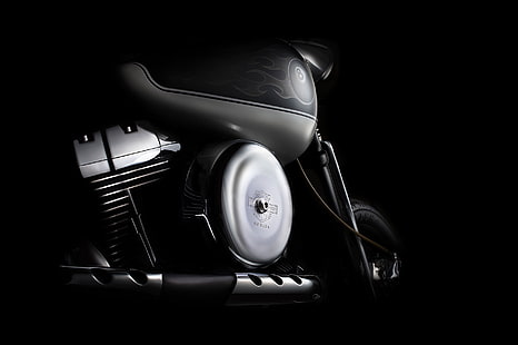 sombre, Harley Davidson, véhicule, moto, Fond d'écran HD HD wallpaper