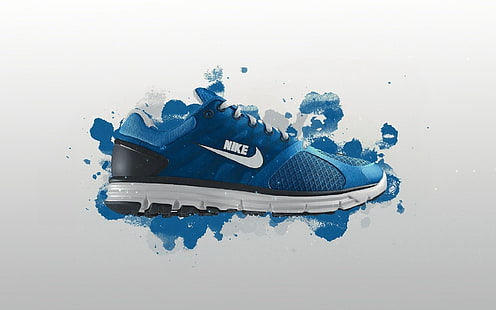 несдвоена синя и бяла маратонка Nike, Nike, обувки, HD тапет HD wallpaper