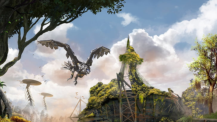 monster hunter field illustration, Stormbringer, Stormbird, Horizon Zero Dawn, Cardiff, 4K, HD wallpaper