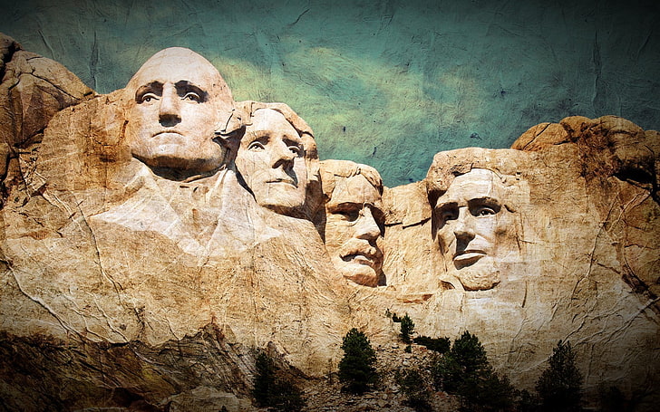 ラシュモア山、サウスダコタ州、記念碑、ラシュモア山、山、フィルター、顔、大統領、 HDデスクトップの壁紙