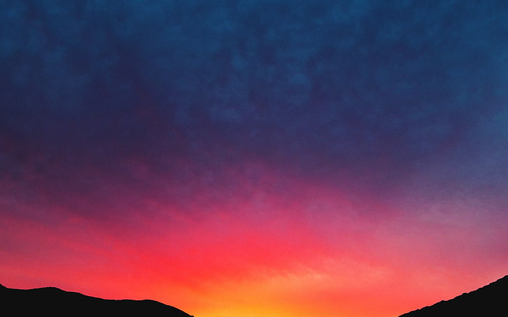 sky, sunshine, morning, red, blue, nature, hot, HD wallpaper