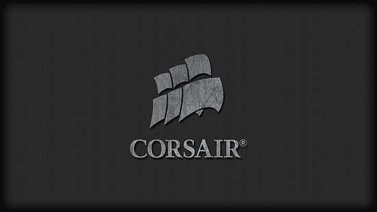 бяло лого на Corsair, лого, технология, компютър, прост фон, просто, типография, Corsair, HD тапет HD wallpaper