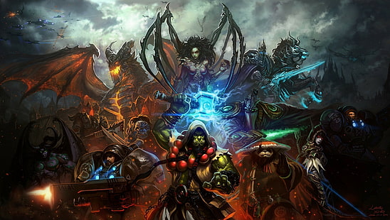 World of Warcraft, StarCraft, Warcraft, Sarah Kerrigan, elfos, Thrall, zeratul, héroes de la tormenta, videojuegos, Fondo de pantalla HD HD wallpaper