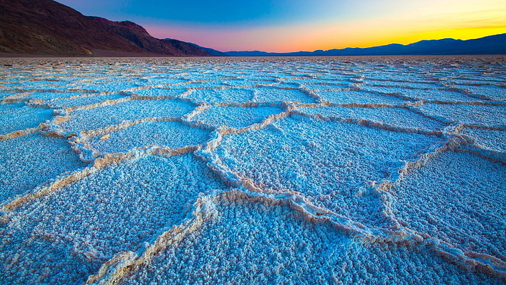 Formation de terres bleues et grises, Death Valley, paysage, désert, montagnes, Californie, USA, Fond d'écran HD
