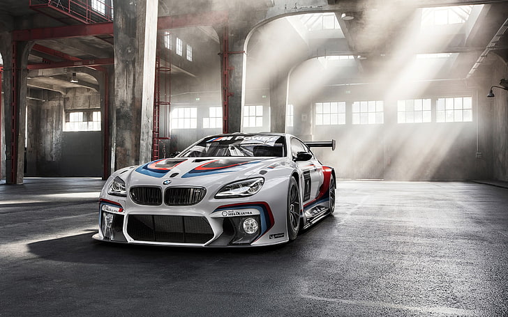 srebrne BMW coupe, samochód, BMW M6 GT3, Tapety HD