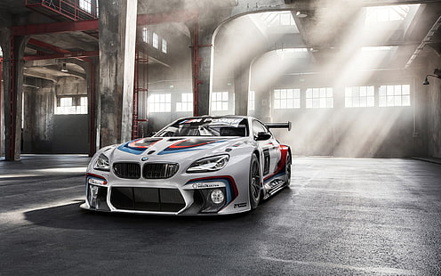 серебристый BMW купе, автомобиль, BMW M6 GT3, HD обои HD wallpaper