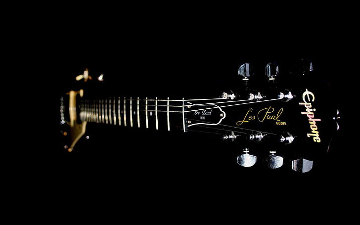 Chitarra Gibson Les Paul, chitarra elettrica epiphone nera e marrone, musica, 1920x1200, chitarra, Gibson Les Paul, Sfondo HD