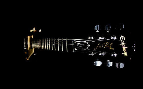 Gibson Les Paul gitar, gitar listrik epiphone hitam dan coklat, musik, 1920x1200, gitar, gibson les paul, Wallpaper HD HD wallpaper