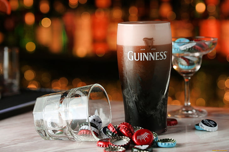 beer, drinking glass, alcohol, Guinness, HD wallpaper