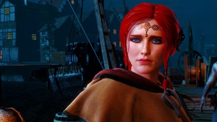 ผู้หญิงผมแดงสวมวอลล์เปเปอร์ดิจิทัลด้านบนสีน้ำตาล Triss Merigold, The Witcher 3: Wild Hunt, The Witcher, วิดีโอเกม, วอลล์เปเปอร์ HD