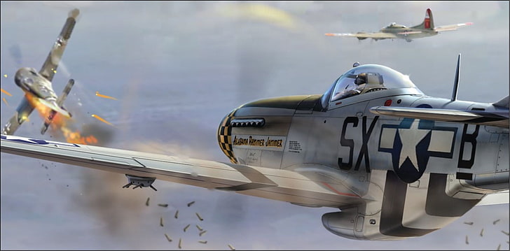 air, aircraft, airplane, fighter, force, military, mustang, p-51, p51, plane, vehicle, HD wallpaper