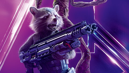 Racket Raccoon в Avengers Infinity War 4K 8K, Infinity, Rocket, Avengers, Raccoon, War, HD тапет HD wallpaper