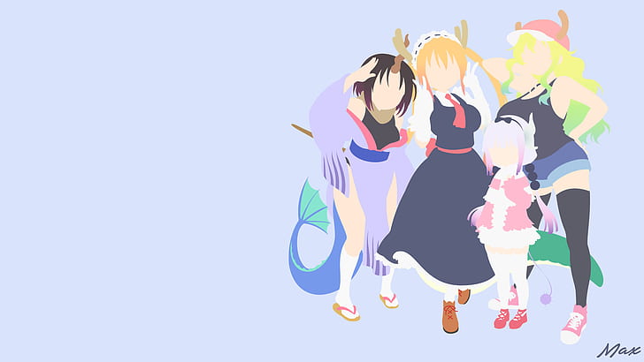 Anime, Miss Kobayashi's Dragon Maid, Elma (Miss Kobayashi's Dragon Maid), Kanna Kamui, Quetzalcoatl (Miss Kobayashi's Dragon Maid), Tohru (Miss Kobayashi's Dragon Maid), HD wallpaper
