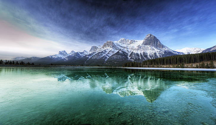 Kanada, sjö, transparent, vatten, botten, berg, cool, friskhet, renhet, HD tapet