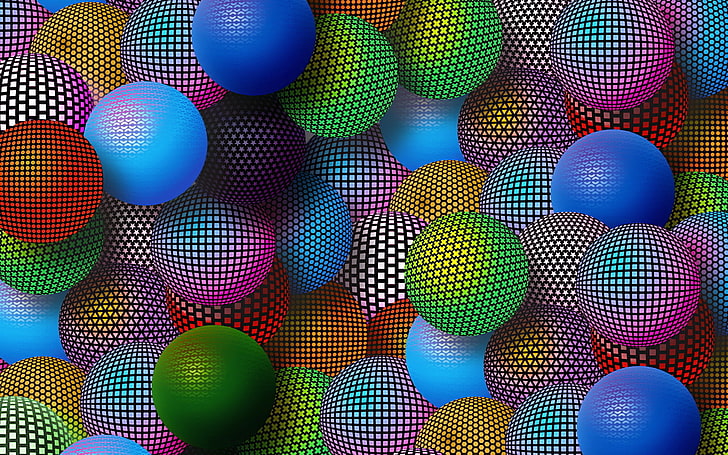 Multi Coloured Balls, assorted-color ball lot wallpaper, 3D, , ball, HD wallpaper