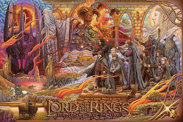 The Lord of the Rings, The Lord of the Rings: The Fellowship of the Ring, grafika, fantasy art, filmy, Tapety HD