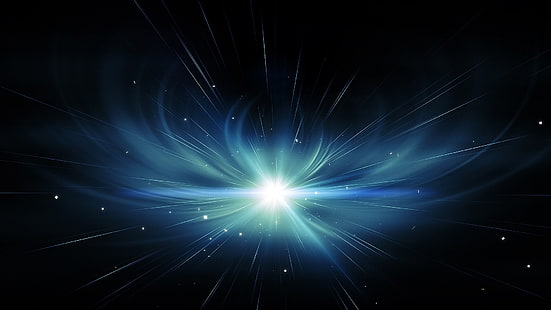galassia nera, verde e blu illustrazione, spazio, stelle, sfondo nero, arte digitale, supernova, astratto, blu, rendering, universo, tracce di stelle, Sfondo HD HD wallpaper