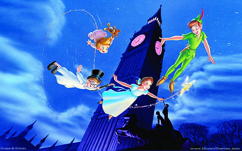 Peter Pan And Friends Wendy Darling John Darling Lost Boys Walt Disney Pictures 2560×1600, HD wallpaper HD wallpaper