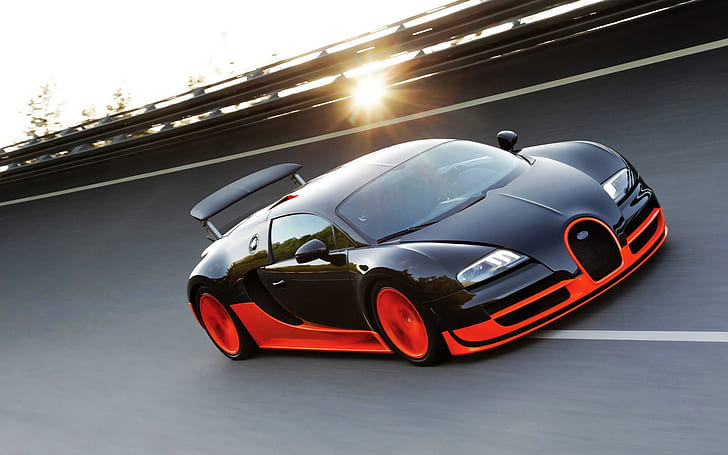 Bugatti Veyron SS 2010, black-and-orange bugatti veyron, 2010, bugatti, veyron, HD wallpaper