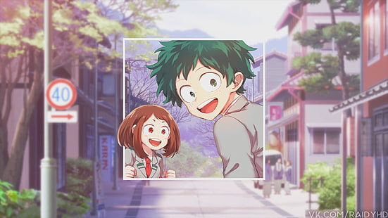 Anime, My Hero Academia, Izuku Midoriya, Ochaco Uraraka, Sfondo HD HD wallpaper