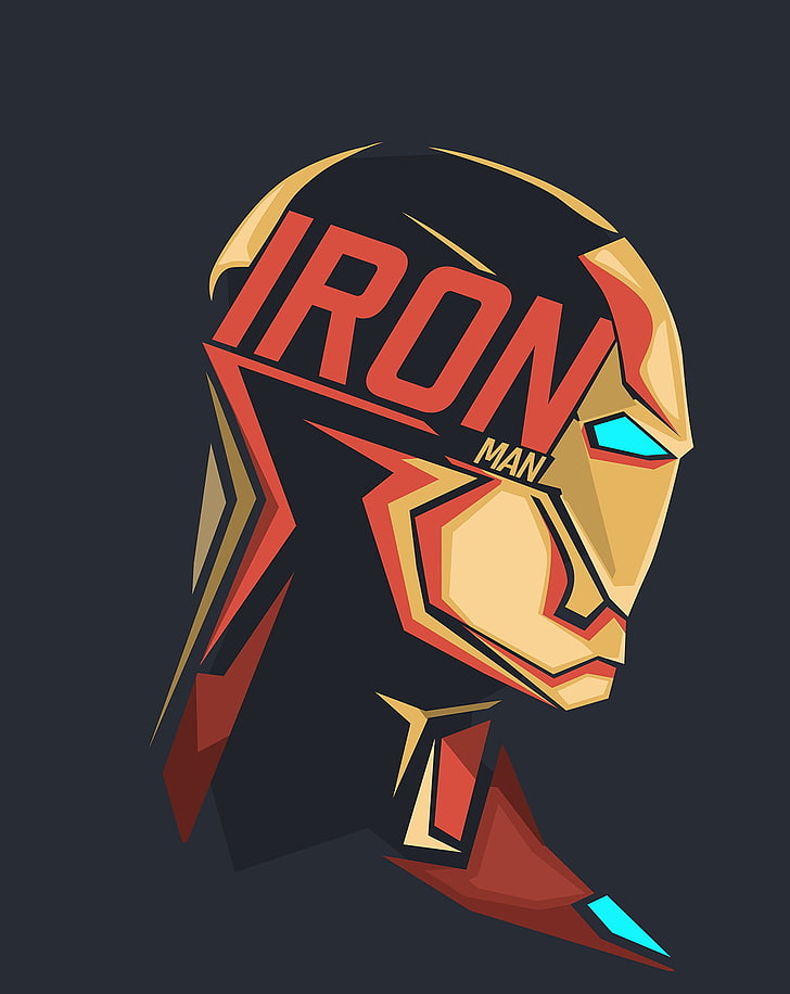 Marvel Iron Man иллюстрация, супергерой, Железный человек, Marvel Heroes, комиксы Marvel, серый фон, HD обои, телефон обои