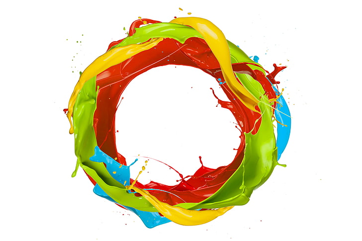 liquid wreath illustration, drops, squirt, paint, round, colors, ring, design, splash, HD wallpaper