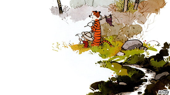 Calvin i Hobbes, komiksy, eksploracja, Tapety HD HD wallpaper