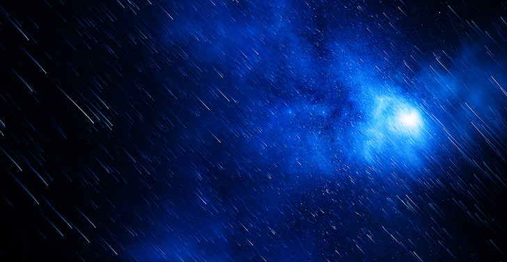 Ciencia ficción, Lluvia de meteoritos, Azul, Fondo de pantalla HD