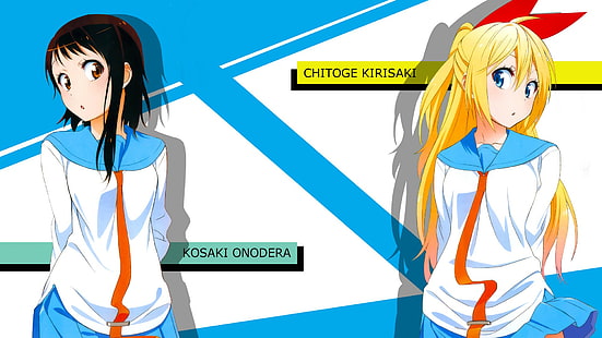 Nisekoi, аниме момичета, Onodera Kosaki, Kirisaki Chitoge, HD тапет HD wallpaper