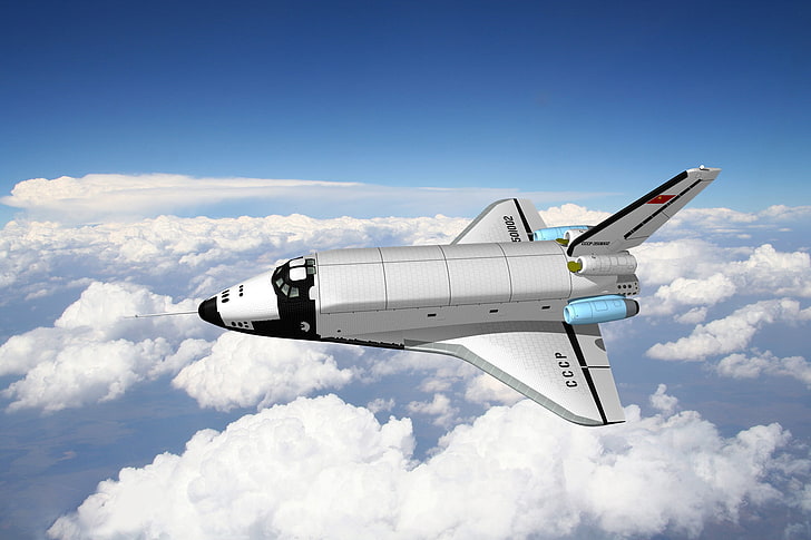 white and black fighter aircraft, Buran, Large Transport Aircraft, an analogue of Buran OK, The plane-the analog BTS-002 OK-GLEE, HD wallpaper