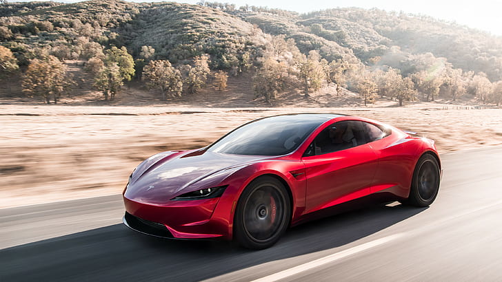 4k, Tesla Roadster, samochód elektryczny, Tapety HD