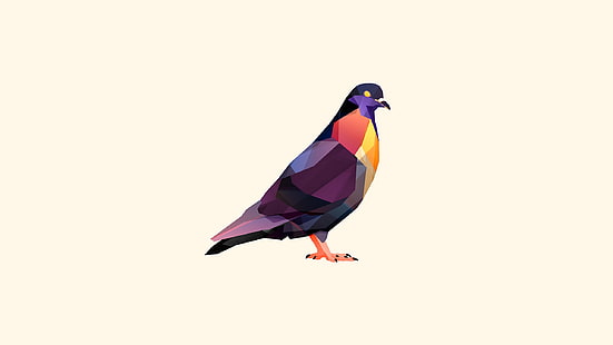 arte vettoriale di piccione multicolore, animali, sfaccettature, piccioni, arte digitale, Justin Maller, uccelli, Sfondo HD HD wallpaper