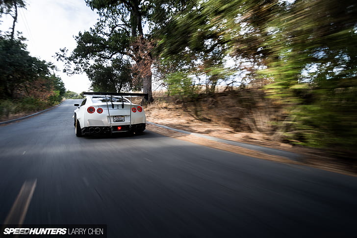 Nissan Skyline GTR Motion Blur Road HD, samochody, rozmycie, ruch, droga, nissan, panorama, gtr, Tapety HD
