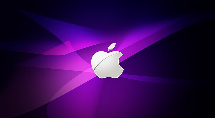 Apple, purple and silver Apple logo wallpaper, Computers, Mac, HD wallpaper