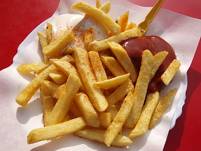 catsup, fast food, food, french fries, fries, ketchup, unhealthy, HD wallpaper HD wallpaper