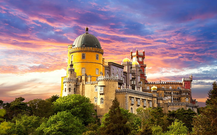 ポルトガルペナ国立宮殿、ペナ国立宮殿、宮殿、ポルトガル、 HDデスクトップの壁紙