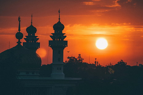 архитектура, здание, ислам, исламский, ориентир, утро, мечеть, мусульманин, восход солнца, башня, путешествие, HD обои HD wallpaper
