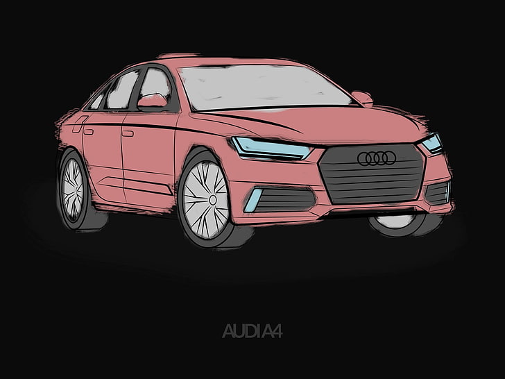 Audi, Audi A4, car, drawing, HD wallpaper