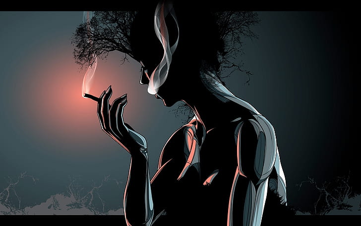 donne che fumano silhouette sigarette fotomanipolazioni 1680x1050 Persone Ragazza HD Arte, donne, fumo, Sfondo HD