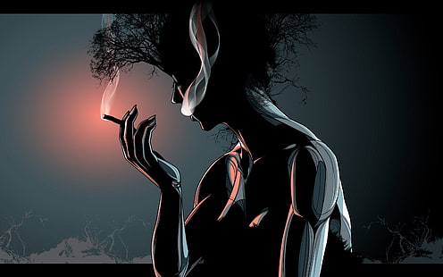wanita merokok siluet rokok photomanipulasi 1680x1050 Orang Gadis HD Seni, wanita, merokok, Wallpaper HD HD wallpaper